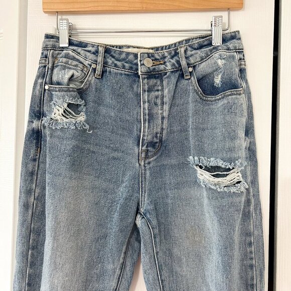 PacSun Eco Light Blue Denim Distressed Mom Cropped Jeans Women’s Size 27 - Picture 6 of 7